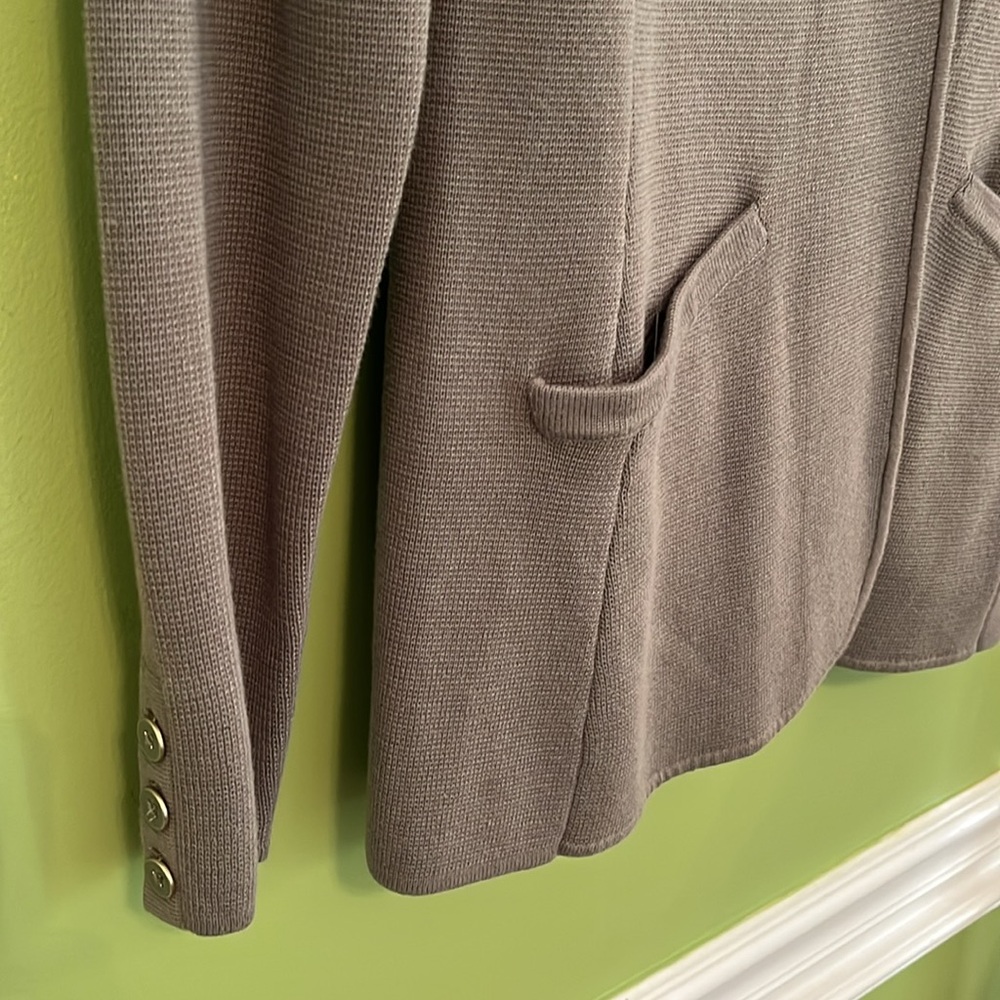 New Talbots Notched Collar Sweater Blazer, olive. - Picture 5 of 6